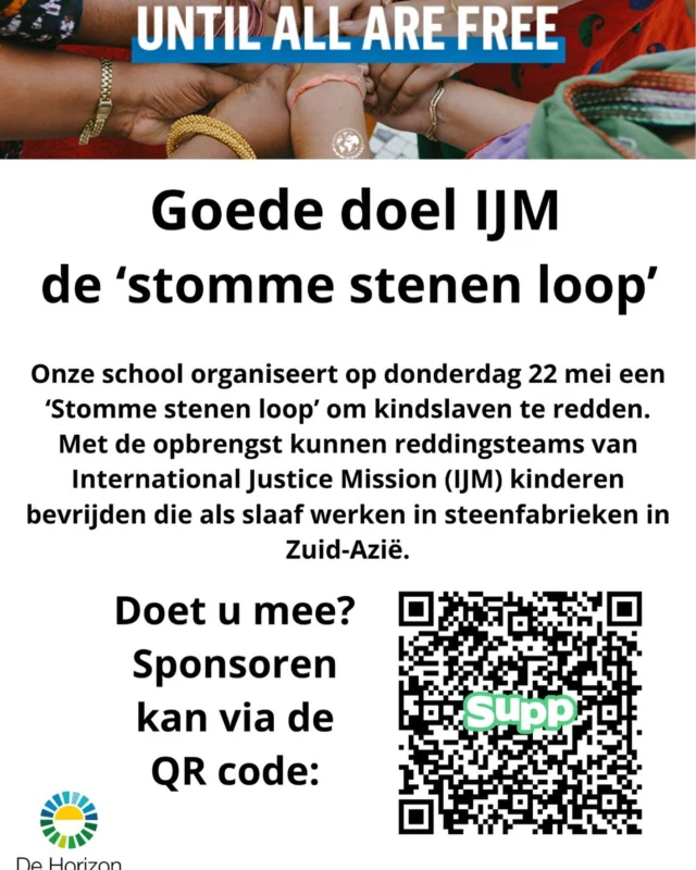 Volgende week donderdag (de 22e) gaan de kinderen voor het goede doel lopen. Komen jullie de kinderen aanmoedigen? 👟💪Doneren kan nog steeds via de QR code.